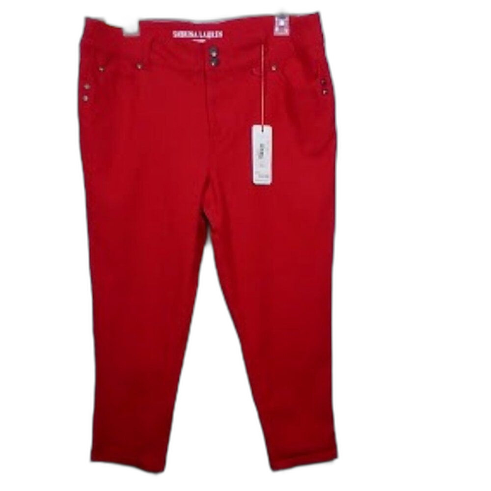 NWT Sabrina Lauren Red Mid Rise Ankle Cropped Jeans Size:16